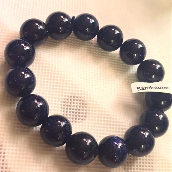 Blue Sandstone Beaded Bracelet - Picture 3 of 4